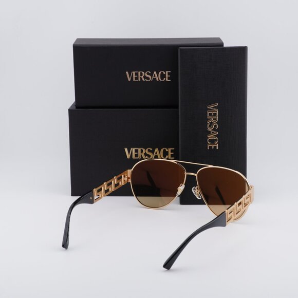 Versace VE2289 1002D8 Aviator Sunglasses – Gold/Light Yellow Mirror - Picture 3 of 9